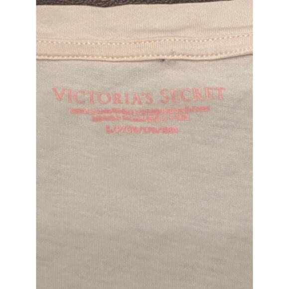 Victoria's Secret Light‎ Pink Long Sleep Shirt Short Sleeve VS Logo Pocket Small - Picture 6 of 8
